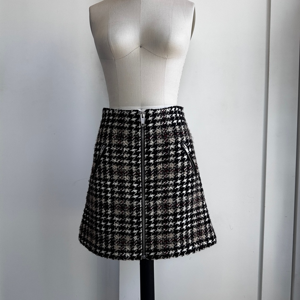 The Kooples Paris Houndstooth Wool Blend Mini Skirt